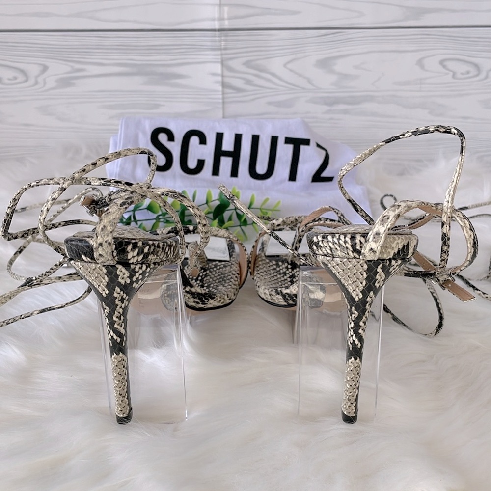 SCHUTZ‎ “Vikki” Snakeskin Strappy Heels - Picture 10 of 12